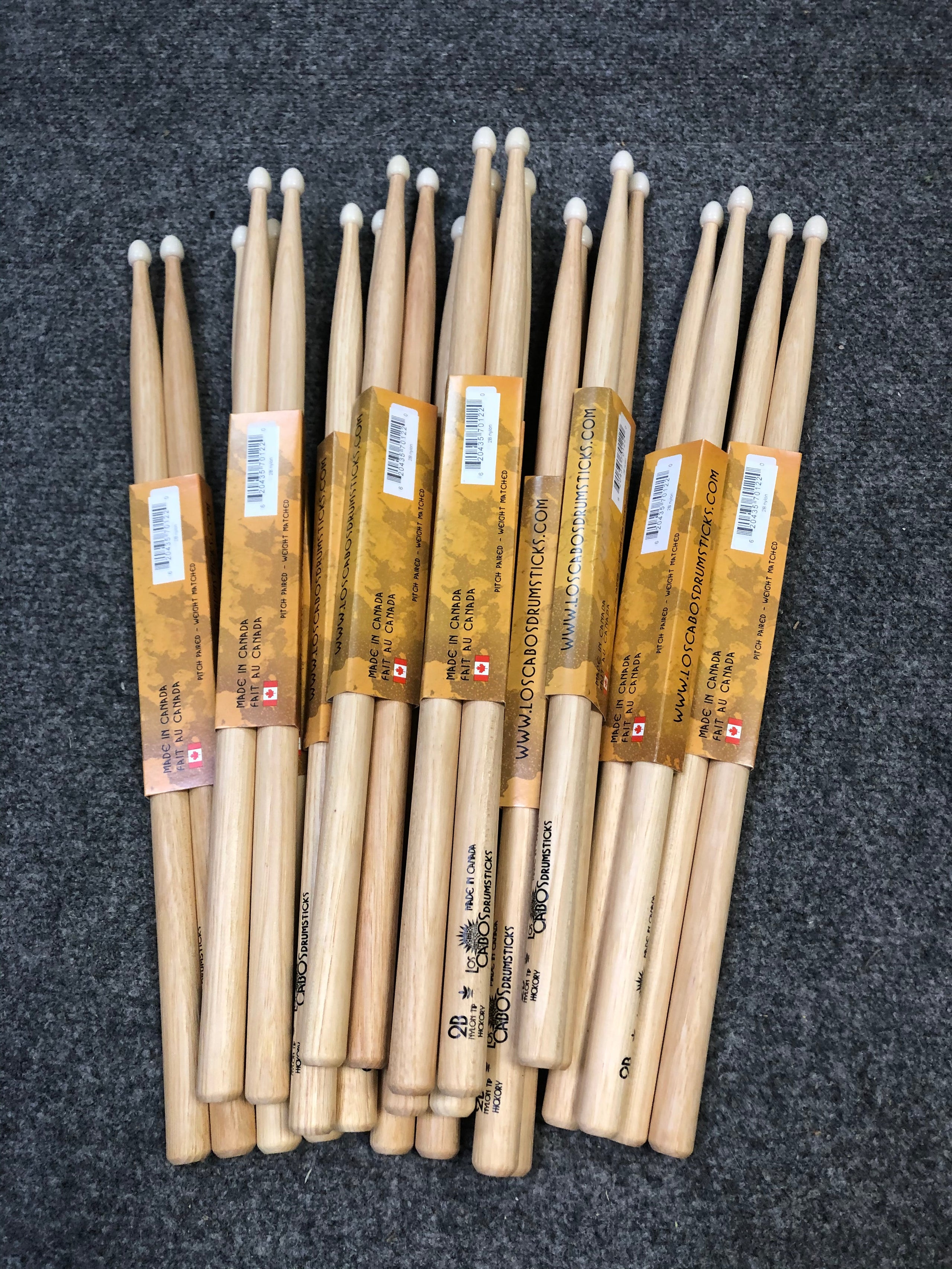 Los Cabos LCWH-2BN 2B Nylon Tip White Hickory Drumsticks